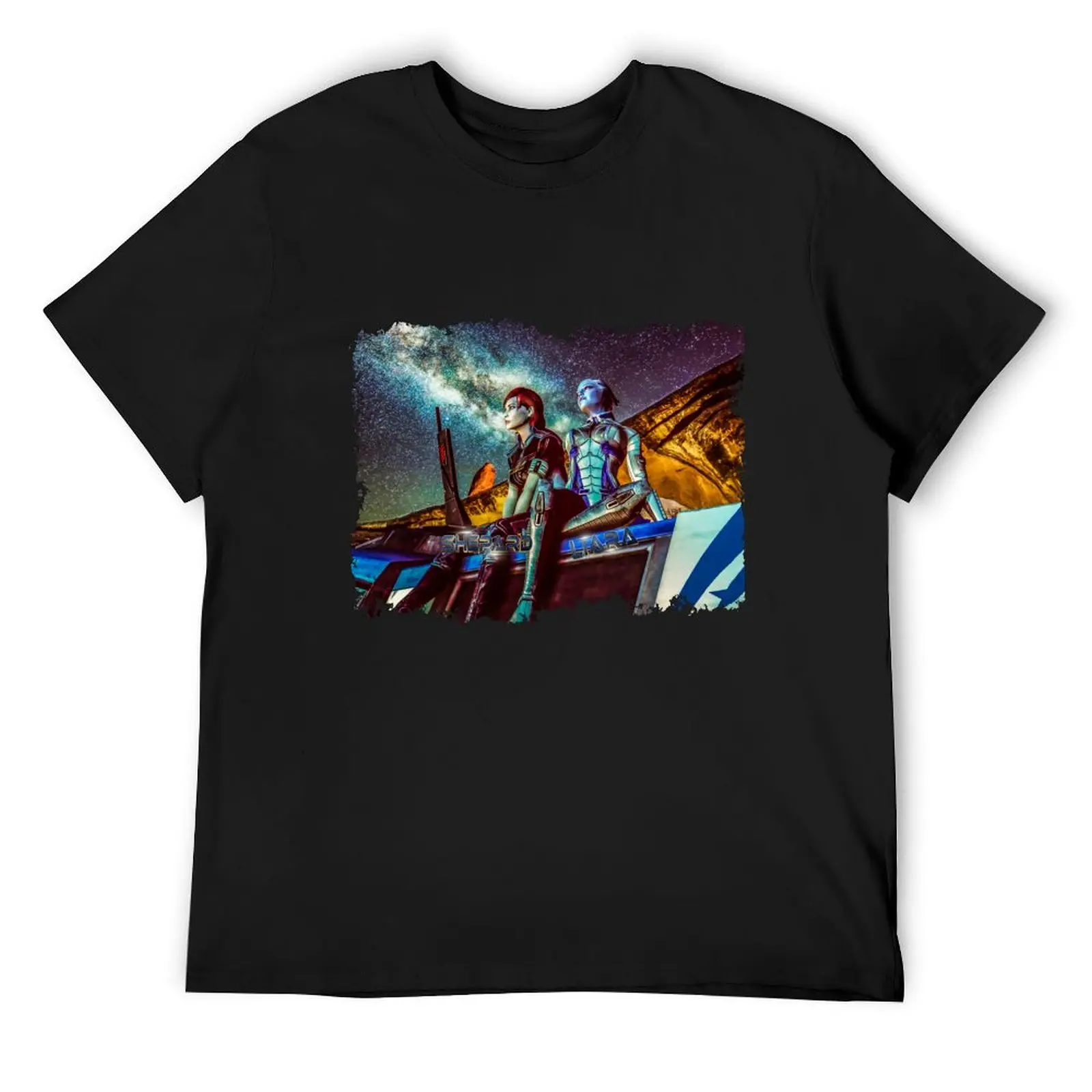 Mass Effect - Shepard & Liara T-Shirt summer clothes plus sizes anime figures mens t shirts pack