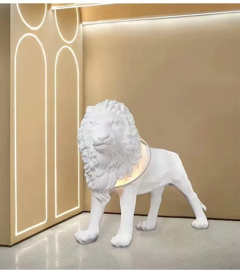 

Скульптура льва, напольные украшения, скандинавский свет, роскошное креативное искусство, простые большие украшения с животными