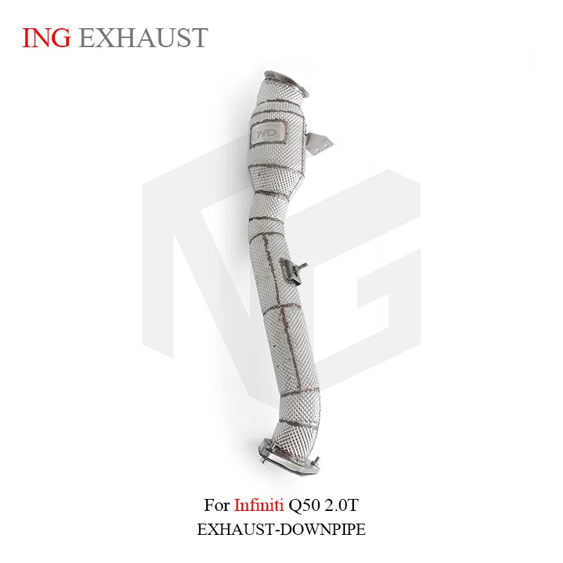 

ING Exhaust Stainless Steel 304 Catalytics Downpipe for Infiniti Q50 Q60 2.0T Drain Secondary Tube Nozzler Performance System