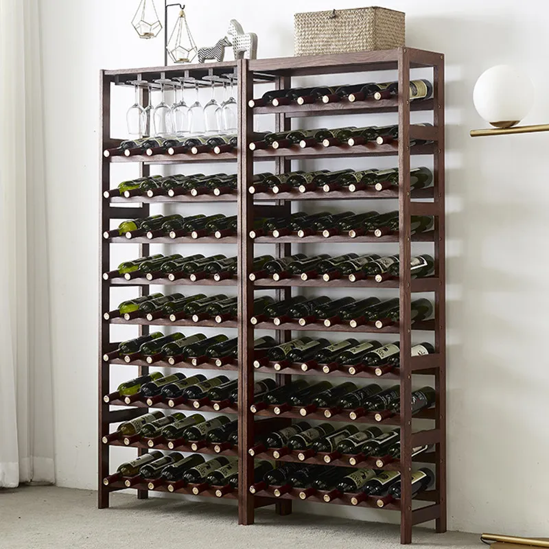 

Solid wood red wine rack display rack commercial wine cabinet wine glass rack household diagonal floor