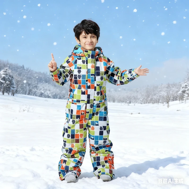 

New Children's Ski Suit Boy's and Girl's Set Thicken Waterproof and Warm Snow Winter Breathable Clothes Windproof Clothing Pants
