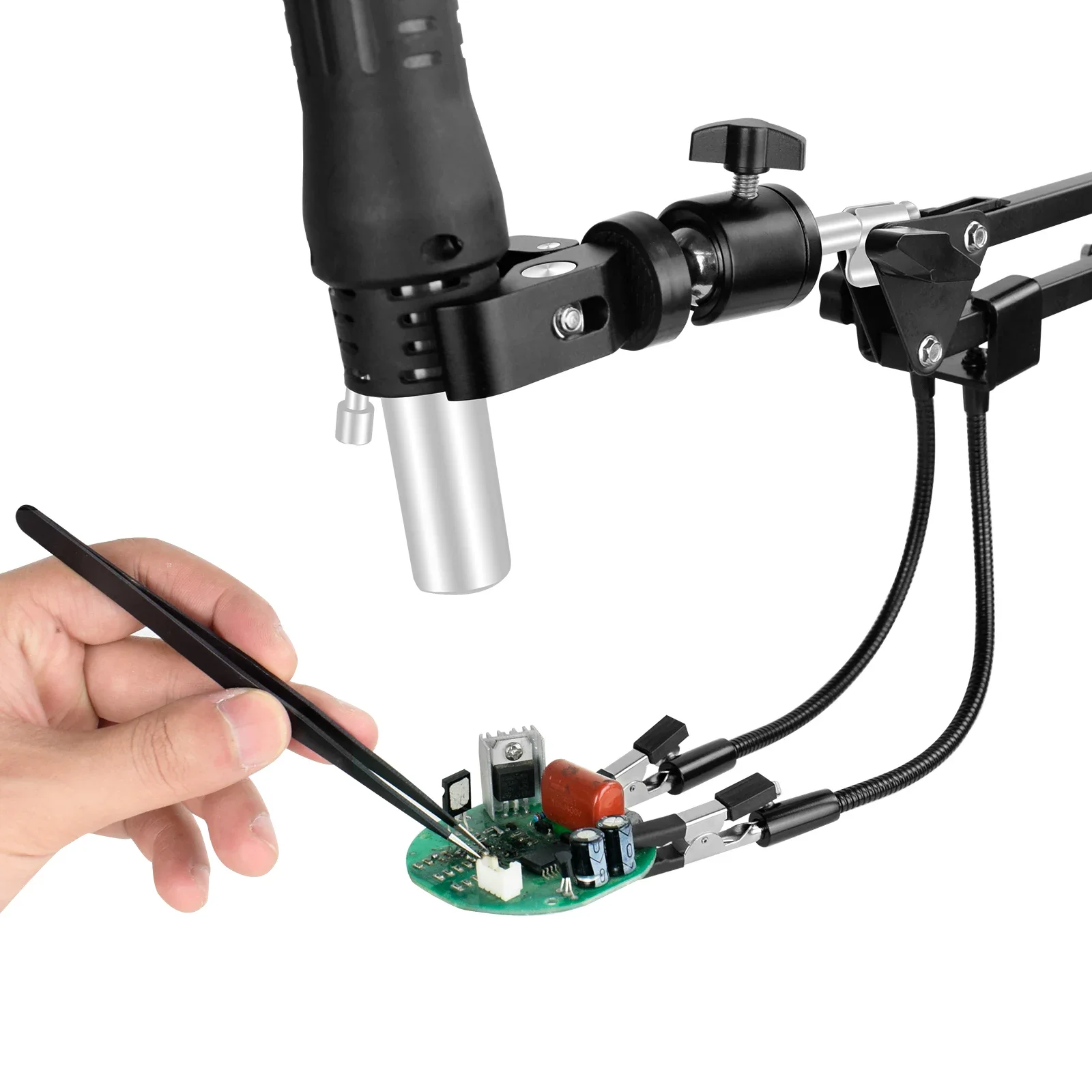 NEWACALOX Metal Welding Holder, 2PCS Flexible Arms Soldering Third Helping Hand PCB Stand Clamp Table Spring Tube Repairing Tool