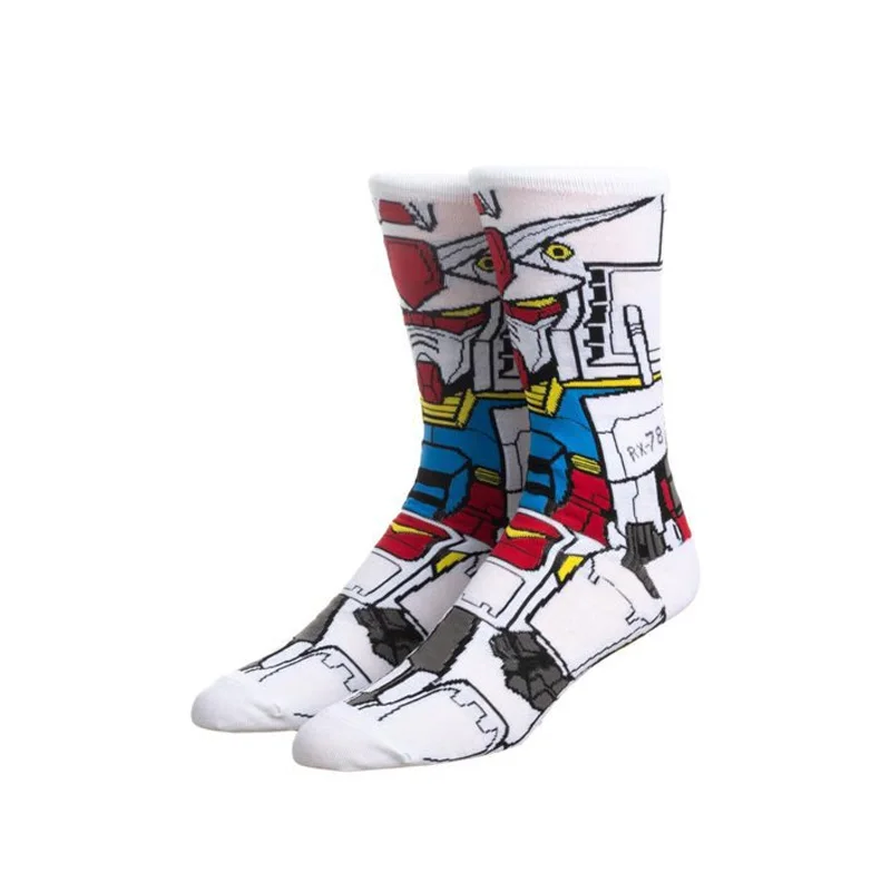 GUNDAM RX-78-2 Anime Socks Cartoon Men Boy Casual Hip Hop Street Skateboard Happy Socks Breathable Cotton Long Socks Wholesale