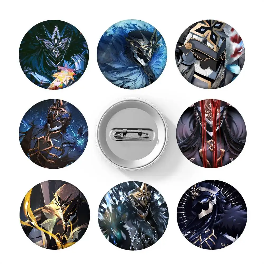 Spiel Anime Genshin Impact Il Capitano Rundes Abzeichen Kreative Brosche Kleidung Rucksack Accessoires Anstecknadel
