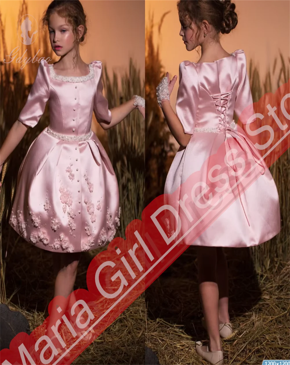 Robes de demoiselle d'honneur blanches élégantes, pour mariage, avec des Appliques courtes, princesse, concours de beauté, robes de bal d'anniversaire