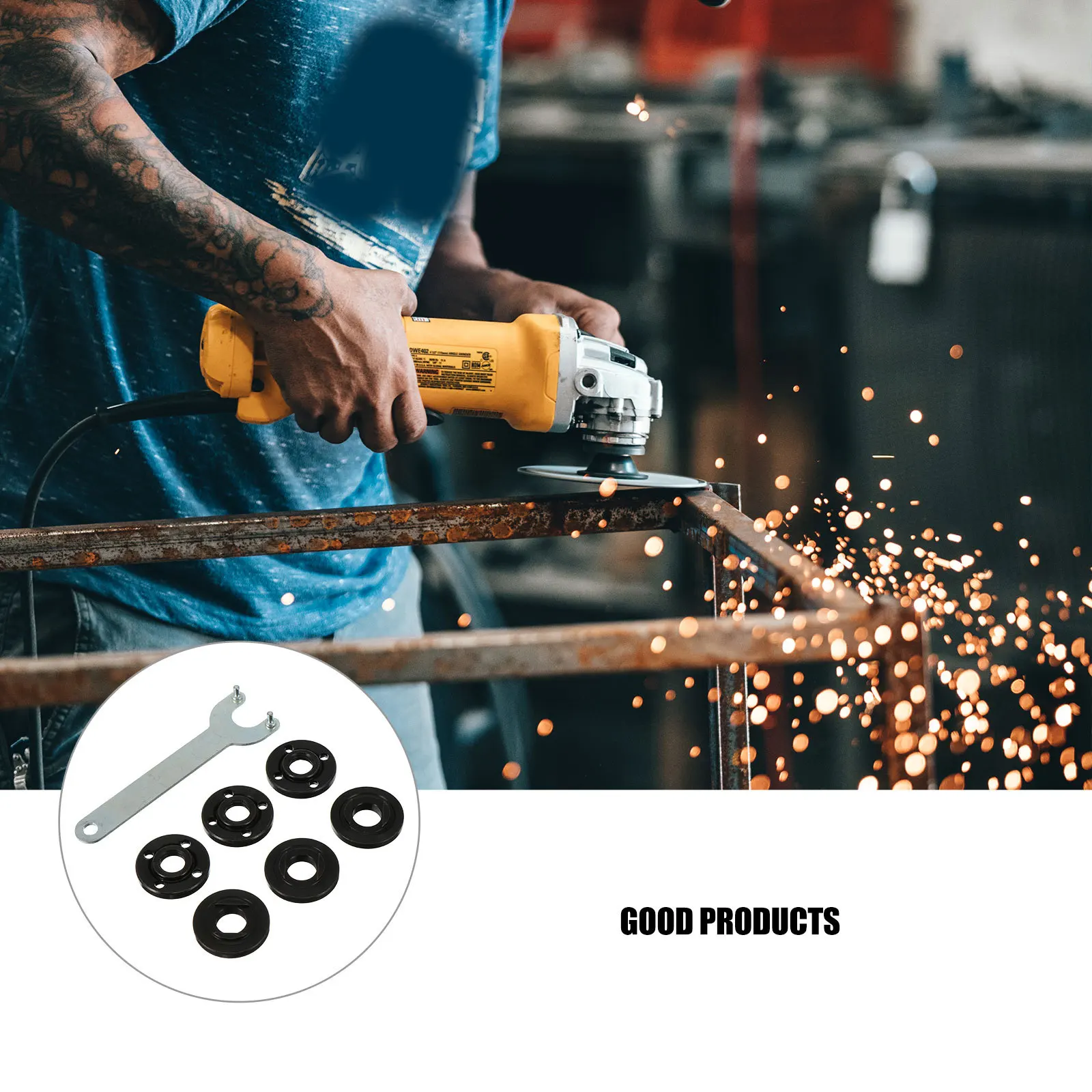 

1Set Carbon Steel Flange Nut Kit Angle Grinder Spanner Wrench with Washers for Fixing Discs Durable Professional Angle