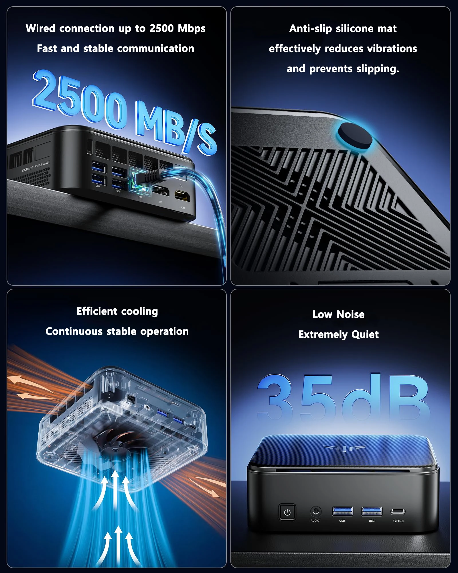 NIPOGI Mini PC with AMD Ryzen 7 7735HS 16GB LPDDR5 512GB M.2 SSD