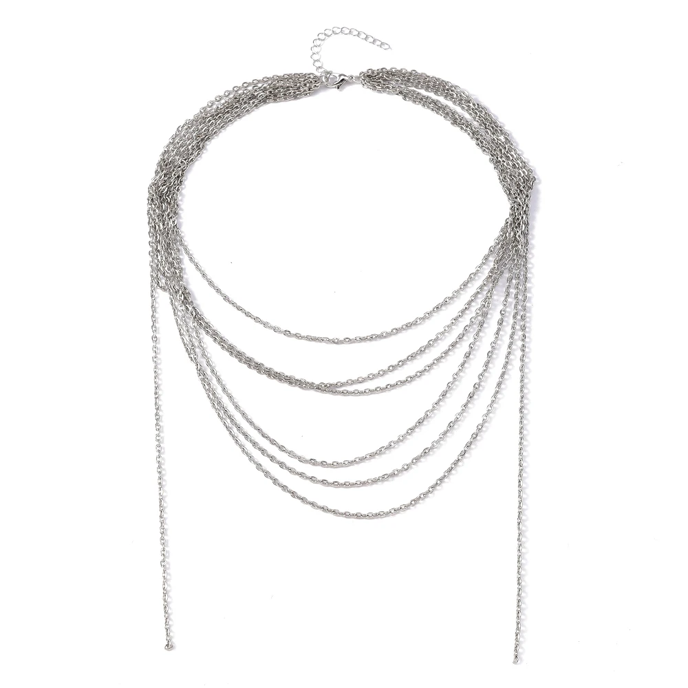 Aihua Multilayer Metall Kette Quaste Kurze Halskette Für Frauen Mode Persönlichkeit Schlüsselbein Choker Halsketten Partei Schmuck Geschenke – Detail 6