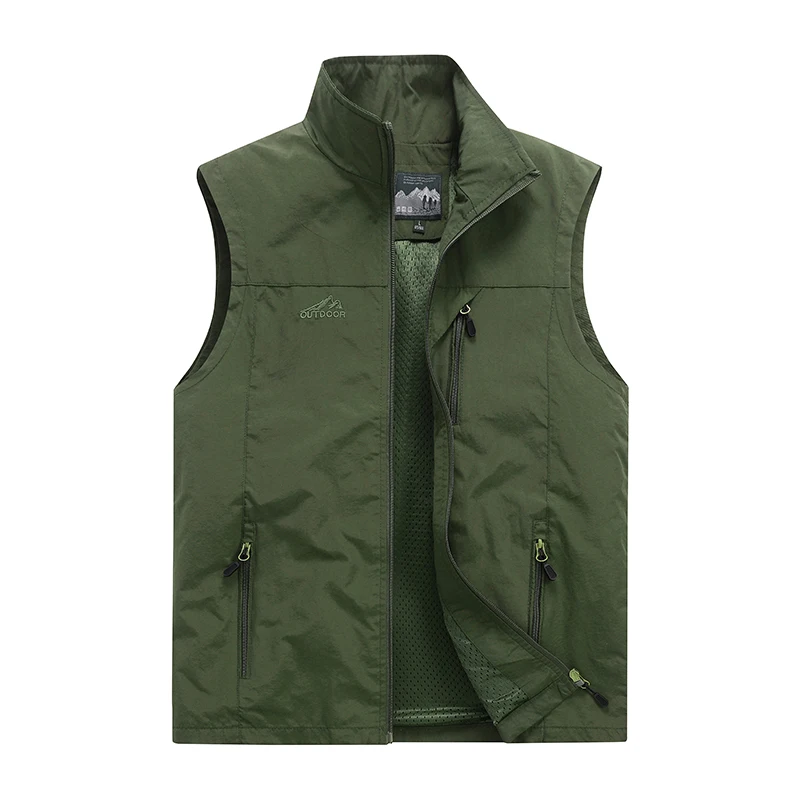 

Men's Outdoor Tooling Vest Fashion Peak Embroidered Waterproof Multi-Pocket Hiking Fishing Vest Men's Sleeveless Jacket M-6XL