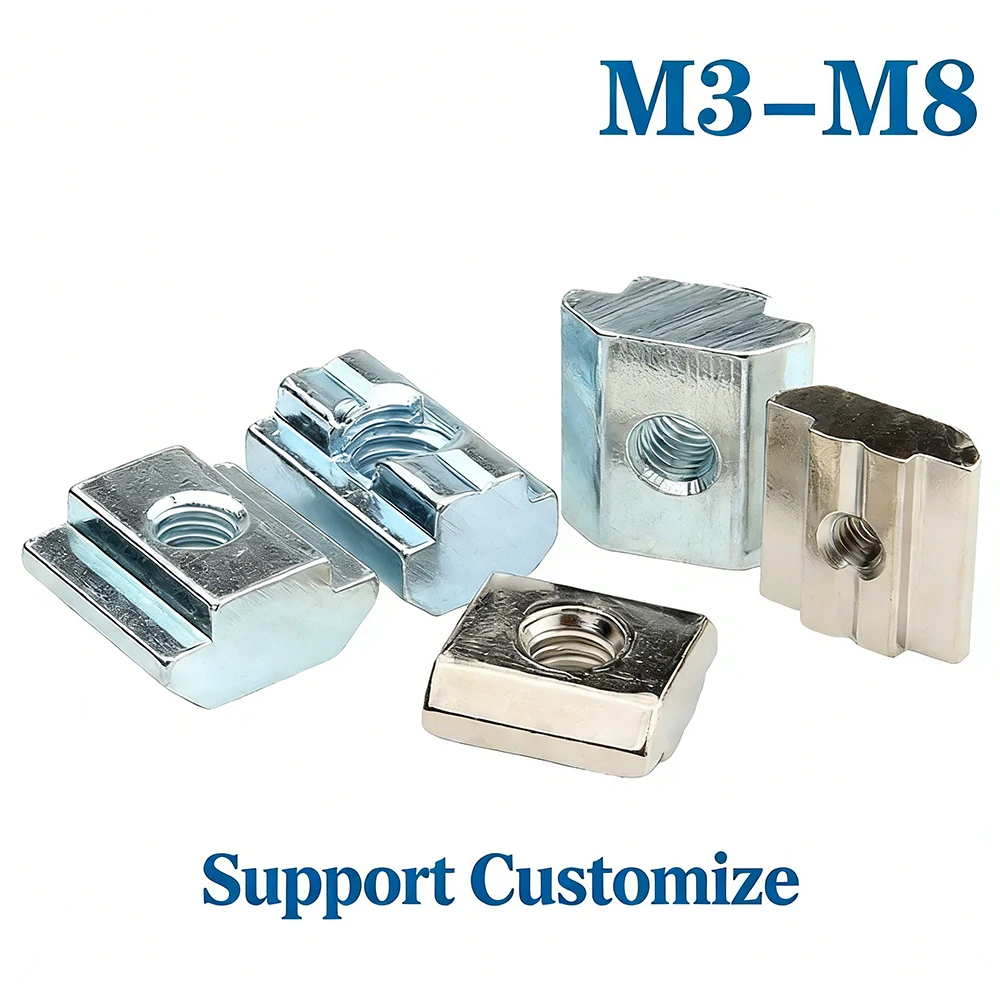 

M3 M4-M10 T Block Square nuts T-Track Sliding Hammer Nut For Fastener Aluminum Profile 2020 3030 4040 4545 Support Customize