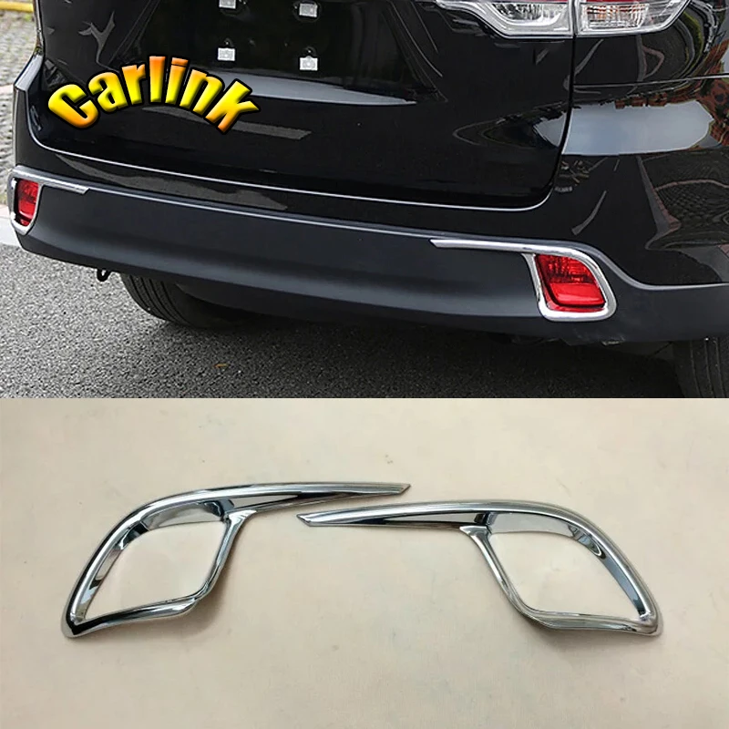 

For Toyota Highlander Kluger 2014 2015 2016 2017 2018 ABS Chrome rear fog lampshade Frame Cover Trim Car Styling accessorie 2pcs