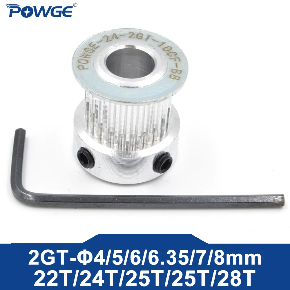 POWGE 22 24 25 26 28 teeth 2MGT 2GT Timing Pulley Bore 4/5/6/6.35/7/8/10mm for belt width 6/10/15mm 22T 24T 25T 26T 28T 