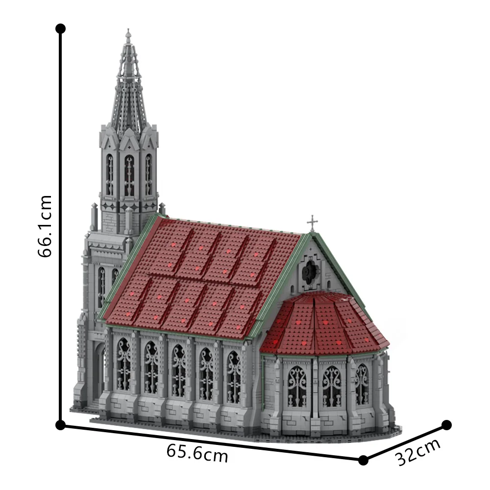 MOC-191002 Kerk Modulaire Bakstenen Model Kerk Architectuur Bouwstenen Speelgoed Kinderen Geschenken