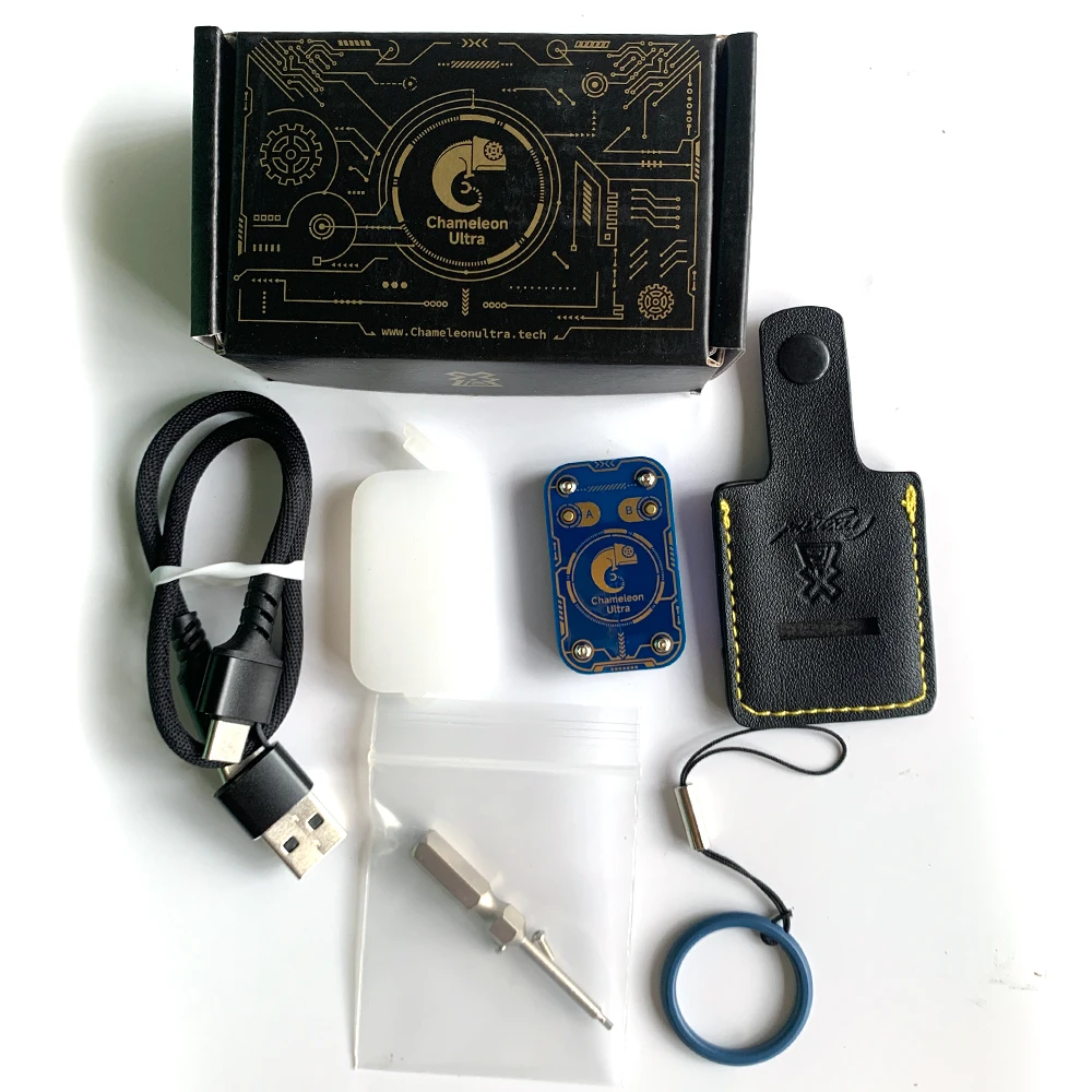 ChameleonUltra Ultimate RFID and NFC Key Fob Solution Opens Access Control Systems with leather case