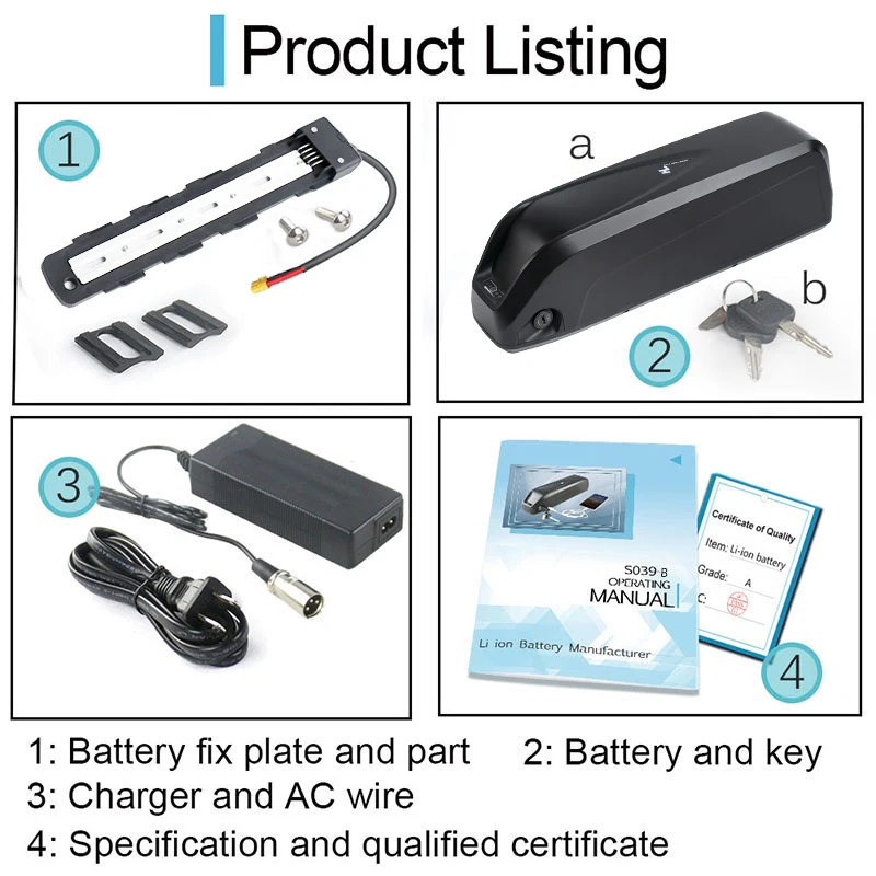 Original EBike Battery G56 G70 Hailong 18650 Cell 36V 48V 52V Escooter E-bike Battery for 1500W 1000W 750W 500W Hub Wheel Motor