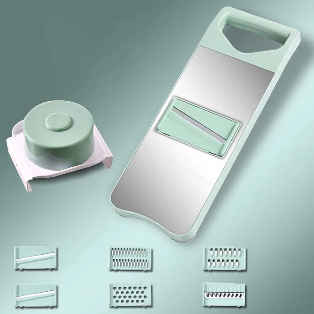 

Stainless Steel Kitchen Vegetable Slicer Vegetable Cutting Tool Food Box Vegetable Shredder Washable Green Veggie Grater Potato