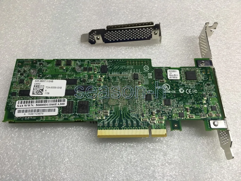 adaptec 6805t 8 ports PCIE 2 x8  512m Cache +cables/bbu