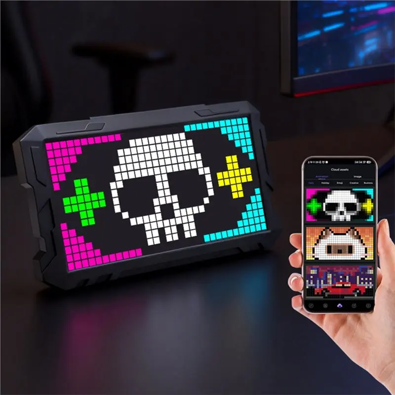 Matrix Pixel Display Screen Clock RGB Nightlight DIY Graffiti Animation Drawing Panel For Game Room Decor Gift Idea Pixel 16X32