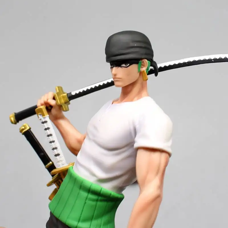 24.5 cm EEN STUK Roronoa Zoro GK Randapparatuur Anime Figuur Groene Buikband Holding Zwaard Battle Scène Pvc Hand Model Ornament speelgoed