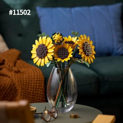 

Sunflower Bouquet Building Blocks Compatible With Legoed 11502 Artificial Flower Model Home Decoration Desk Plant Assemble Gifts