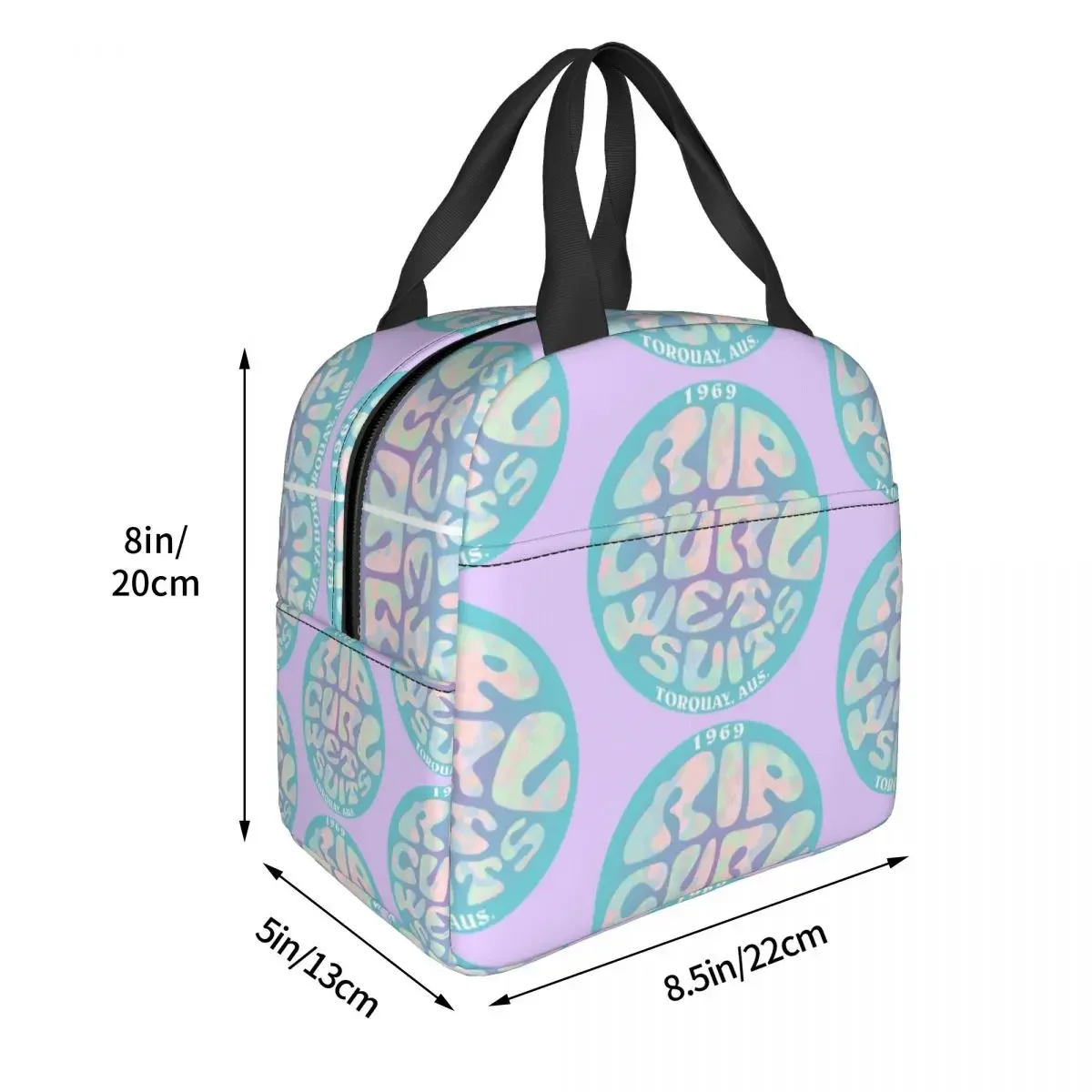 Tie Dye Rip Curl Design Throw Pillow Lunch Bags Insulated Bento Box Waterproof Lunch Tote Cooler Thermal Bag for Woman Girl