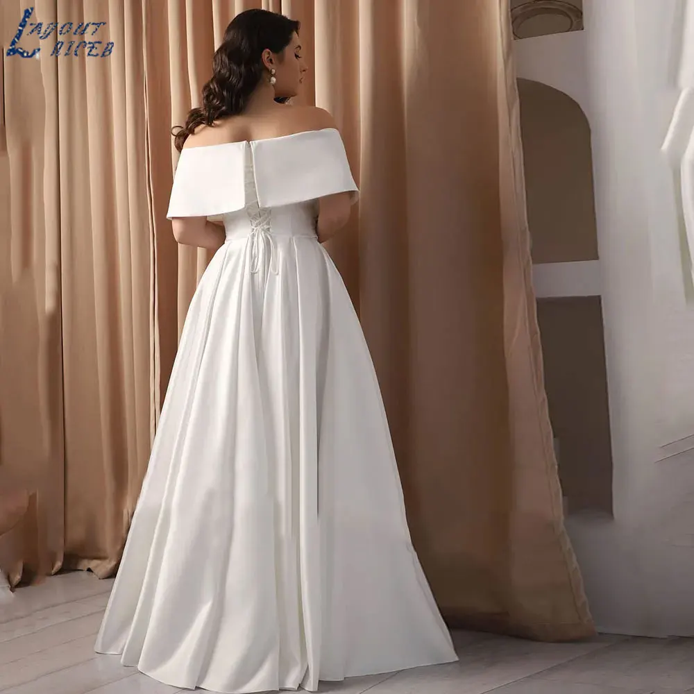 LAYOUT NICEB Wedding Dresses Off Shoulder Sweetheart Short Sleeves Backless Bridal Gowns Back Lace Up robe de mariée Custom Made