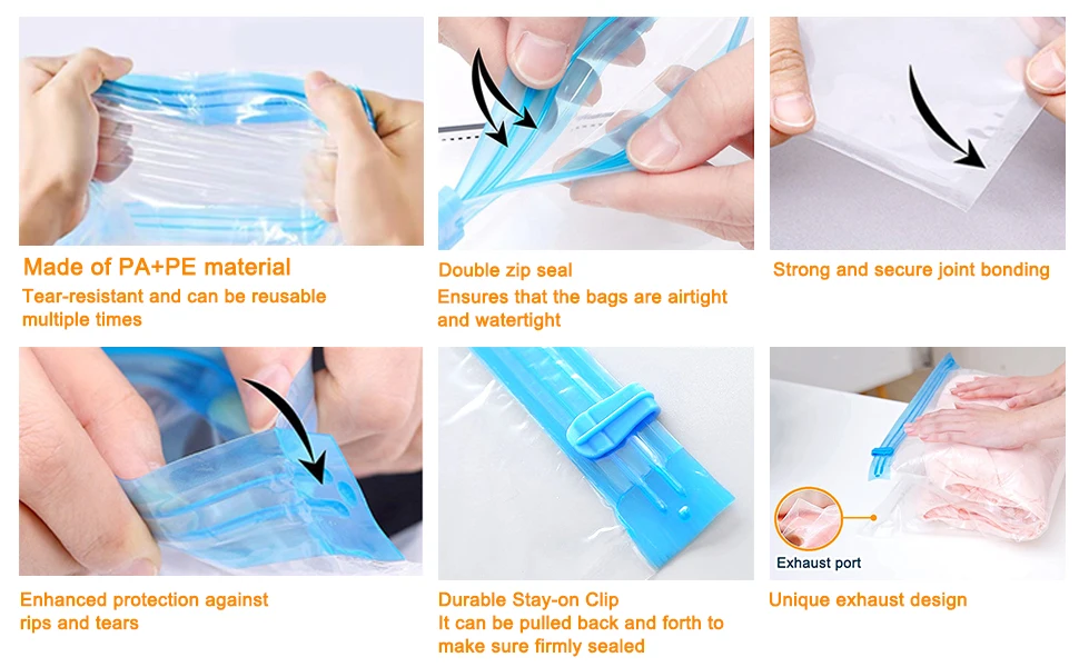 Roll-Up Travel Space Saver Aufbewahrungstaschen für Gepäck, Kleidung, Kreuzfahrtschiff, Essentials Home Packing-Organizer – Detail 10