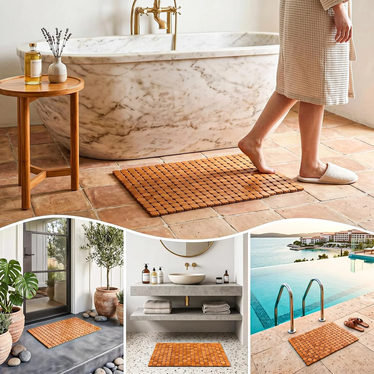 Haushalts-Duschmatte aus natür – Bamboo Bath Mat Bewertung und Preis
