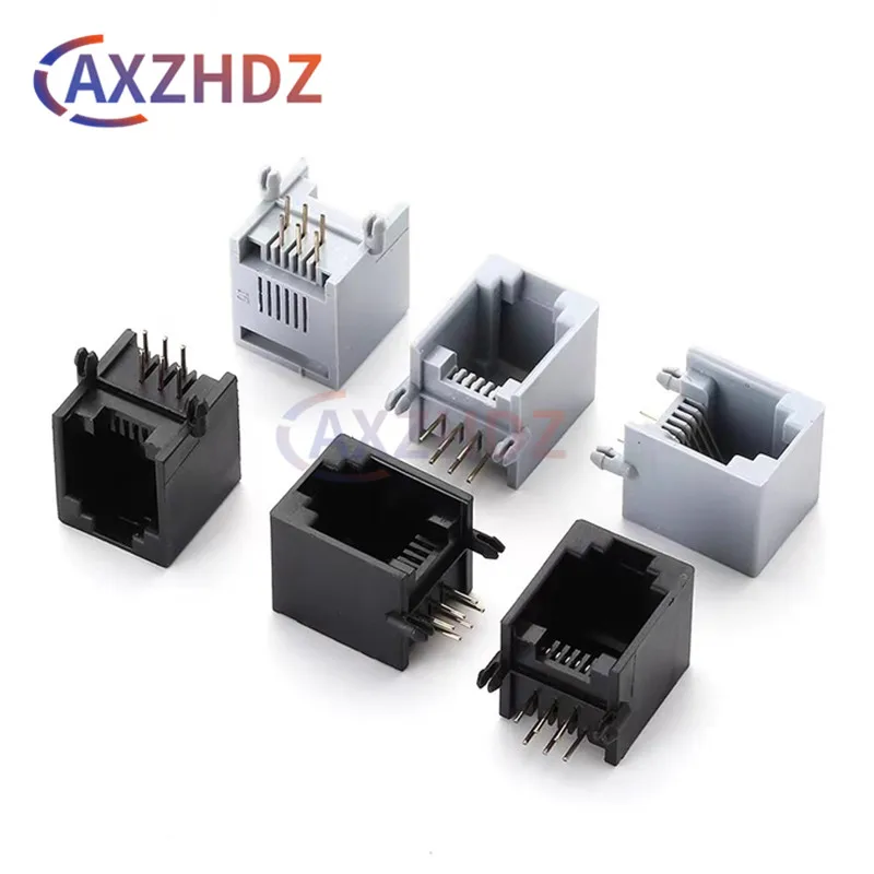 20pcs RJ11 RJ12 Gray Black Telephone Socket Curved Pin 4P4C 6P4C 6P6C 8P8C Female Jack PCB Connector