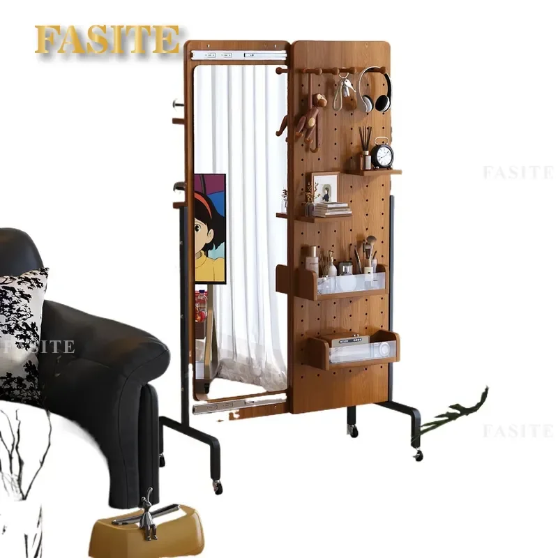 For Furniture Movable Full Body Floor Mirror Household Hidden Hole Plate Push Pull Closed Fitting Full Length Mirror