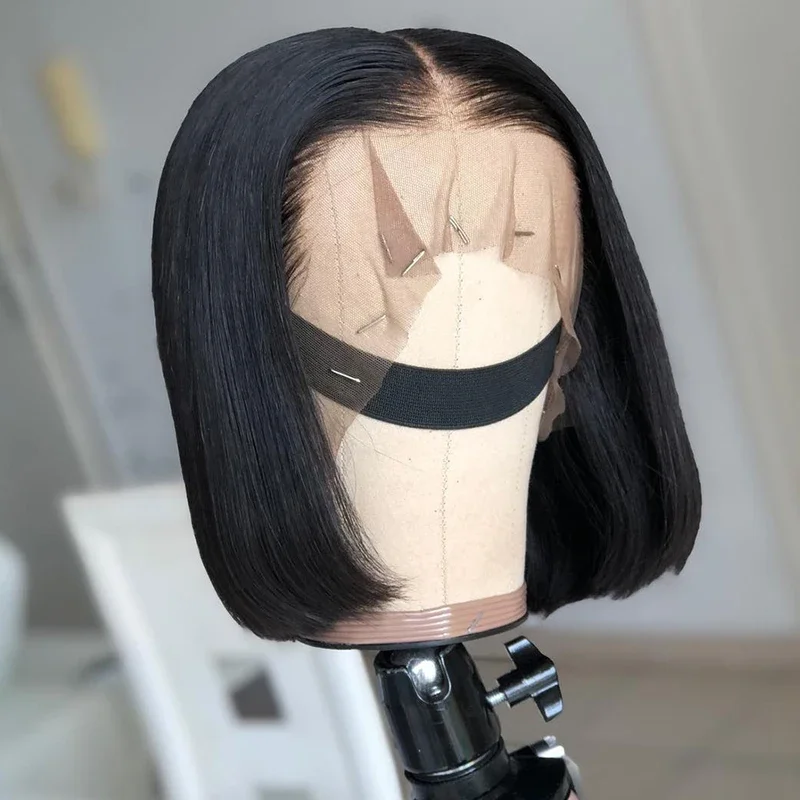 12 16 дюймов Bone Straight Bob Wig Lace Front Парики из натуральных волос для женщин Короткий парик Боб Боковая часть Кружевной фронтальный парик Бразильские волосы Боб