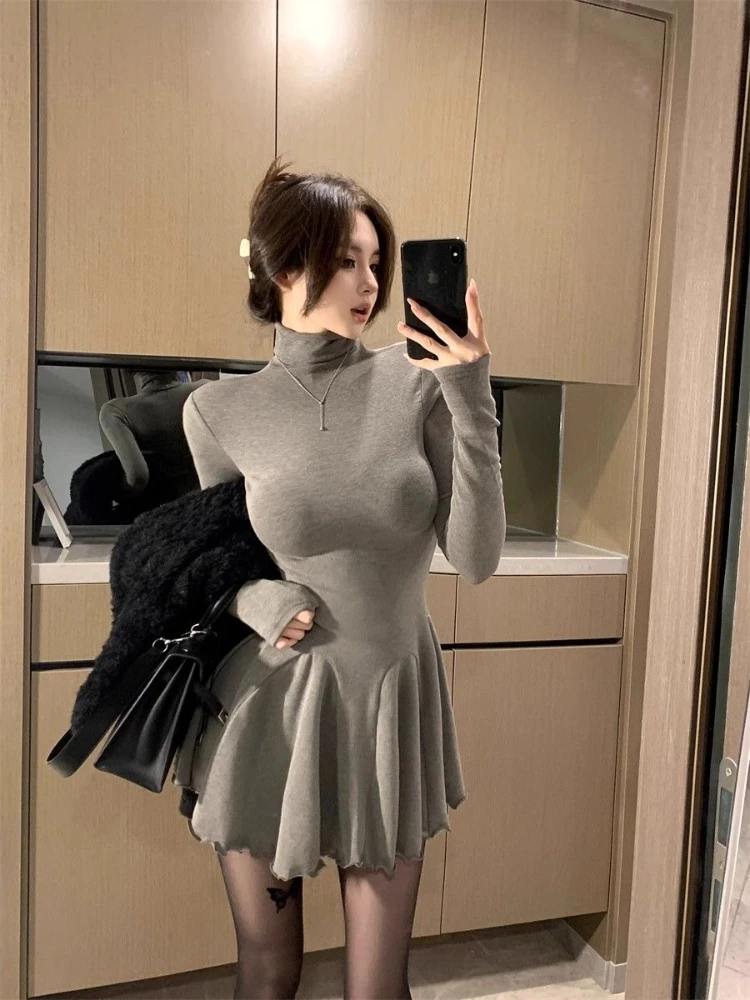 Autumn and Winter Fashion New Women's Elegant and Sexy Hot Girl Inner Dress Socialite Waist Cinched Bottom Puffy Skirt