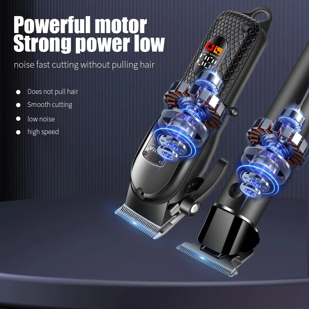 HIENA مقص الشعر مجموعة الكهربائية الشعر اللحية ماكينة حلاقة المتقلب المهنية LCD شاشة ديجيتال آلة قطع الشعر شفرات الحلاقة