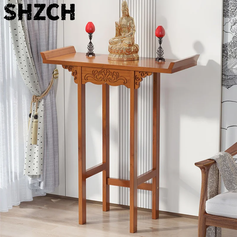 Modern Zen Altar Table Solid Wood Offering Stand with Storage MultiFunctional Spiritual Space Chinese Style Decor Table