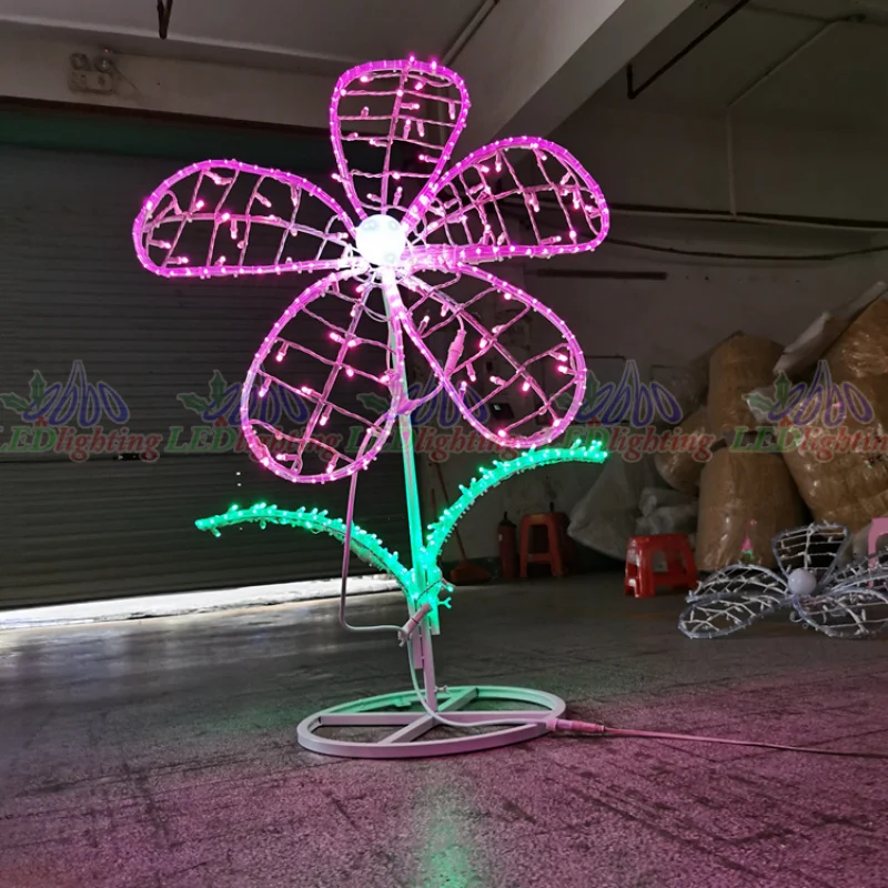 custom.Factory outdoor large big artificial wedding decorations led lighted flower