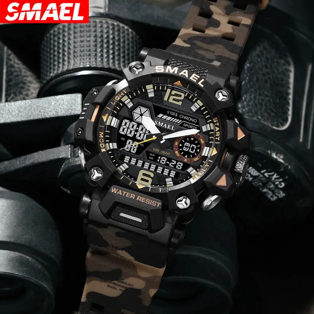 SMAEL New Style 8072MC Digtal Quartz Watch Waterproof Double Display Dial For Men Watch