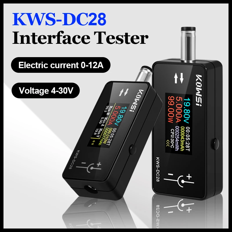 KWS-DC28 Interface Tester 4-30V 12A Spanningsstroomtester Digitale Voltmeter Ampèremeter 0,96 Inch TFT Kleurenscherm Power Meter