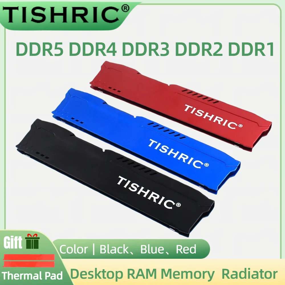 

Радиатор-кулер TISHRIC для оперативной памяти DDR5, DDR4, DDR3, DDR2, DDR1 для настольных ПК, теплоотводящая охлаждающая подставка для компьютера