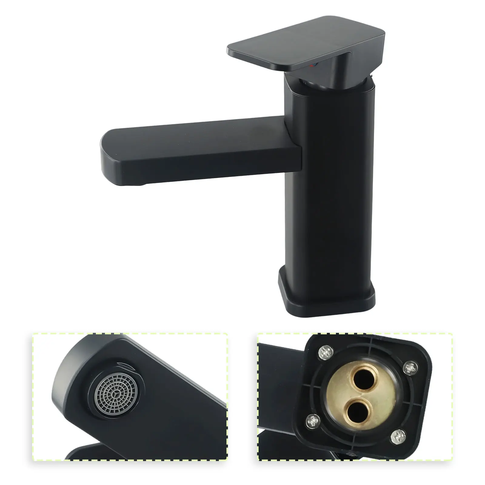 Black Basin Faucet Square Base Faucet Bathroom High Performance Practical Design Quiet And Soft Water Flow For Hotel