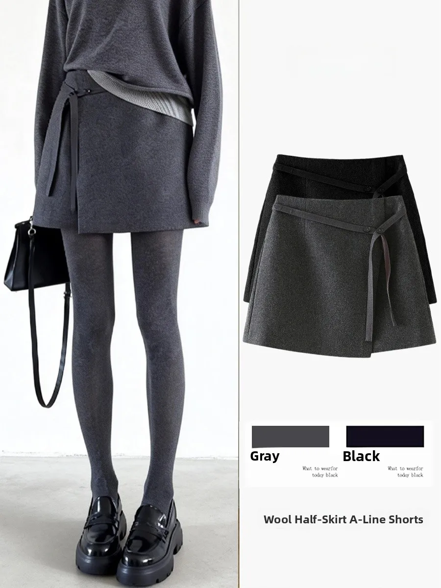 

High Waist A-Line Skirt with Belt for Women Spring Autumn New Sle Slimming ort Skirt Ci Commute Casual Polyester F...