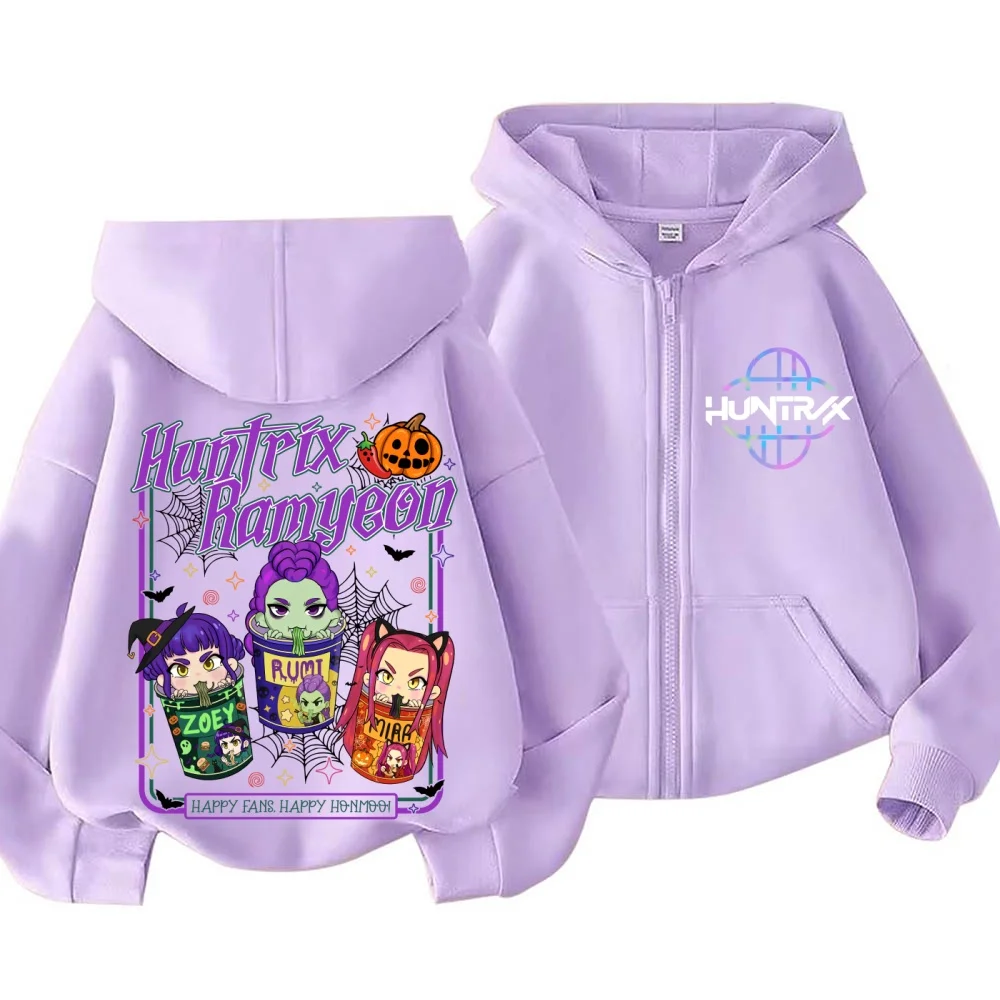

Осенняя толстовка на молнии KPop Demon Hunters, детская толстовка с длинными рукавами для мальчиков и девочек, модная одежда в стиле аниме