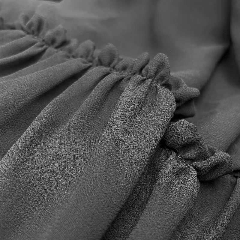 Falda de medio cuerpo plisada de gasa para mujer, falda larga informal versátil, media falda de cintura alta con borde de oreja de madera, nueva, 2025