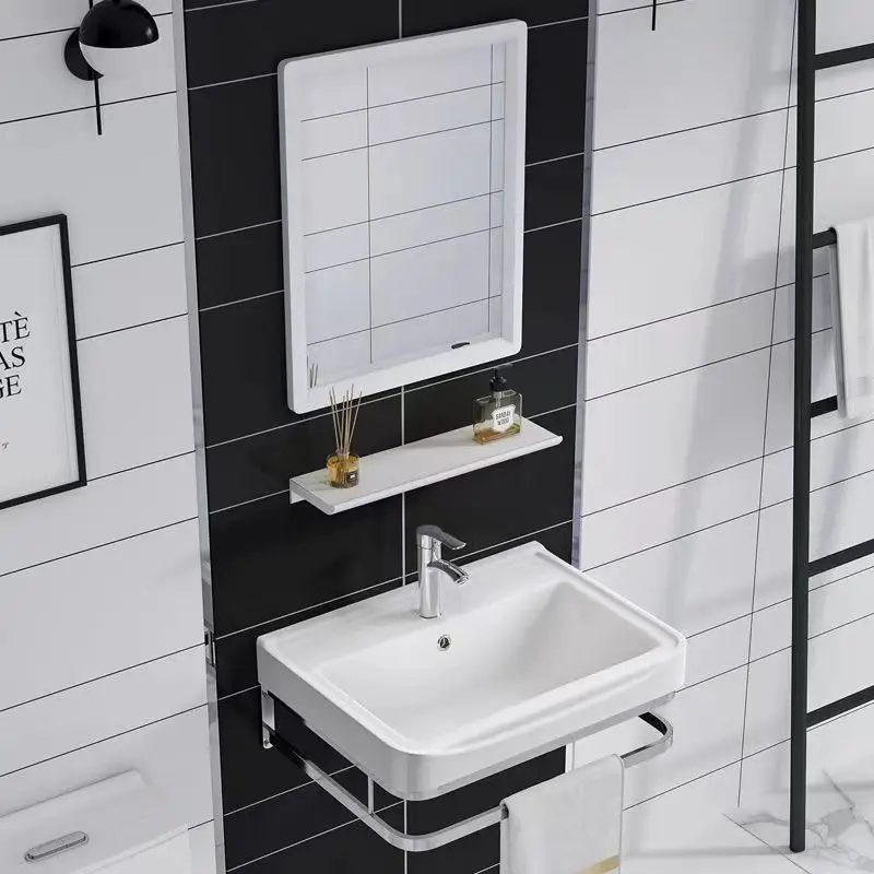 Stainless Steel Bracket Washbasin, Bathroom Wall Mounted Washbasin, Small-Sized Simple Ceramic Basin, Washbasin, Sink