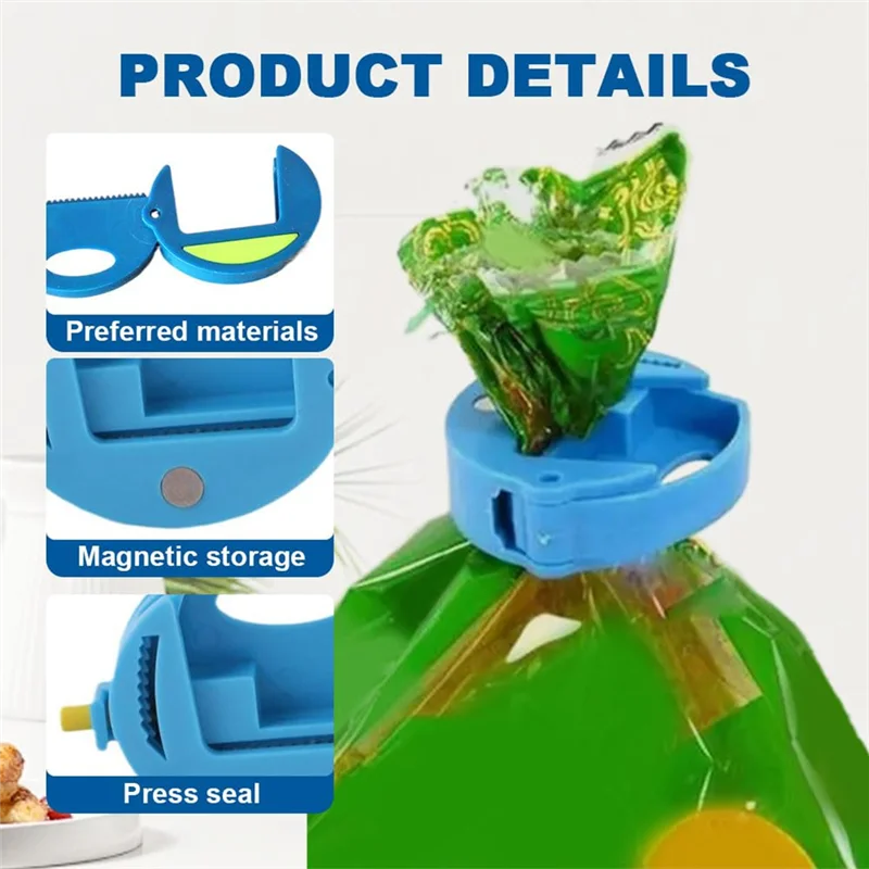 مشبك أكياس الطعام، مشبك أمان لختم الطعام، مشبك ختم الخبز، مناسب للمطبخ