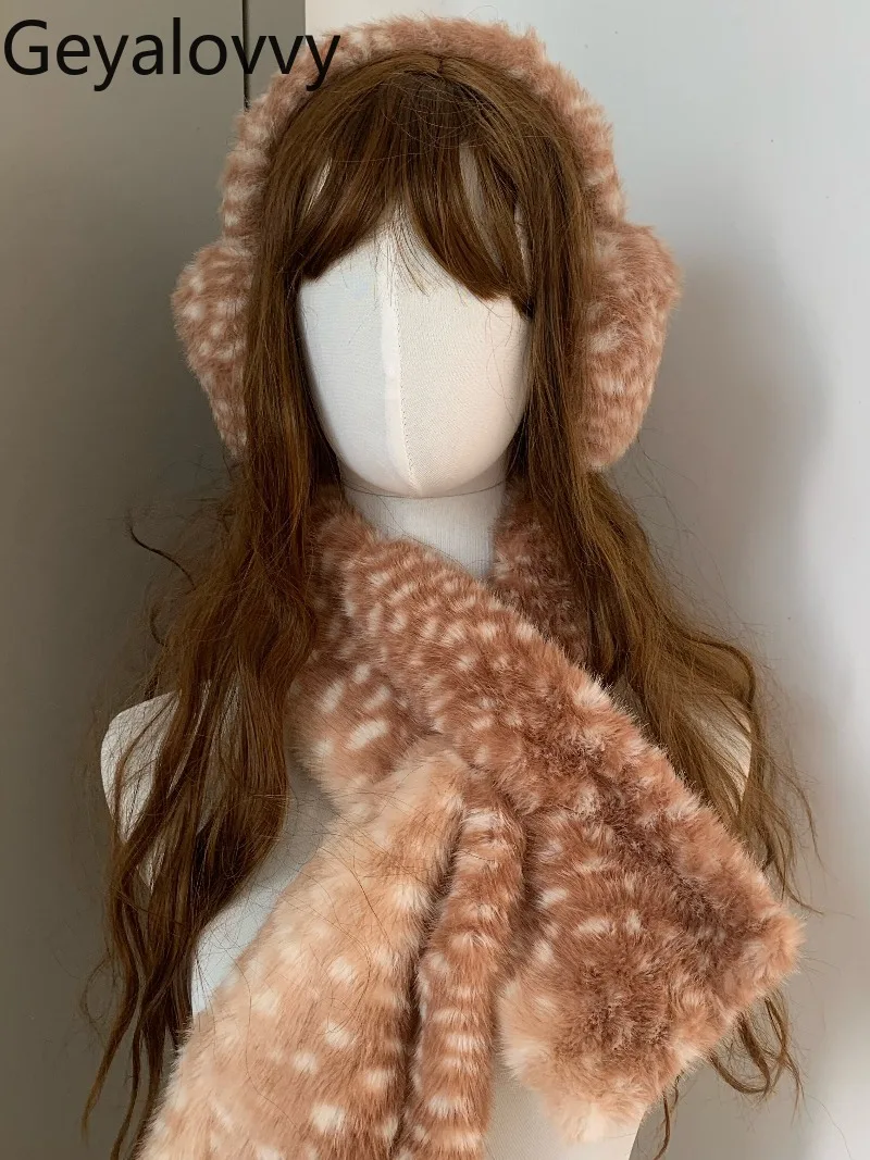 달콤하고 귀여운 소녀들을 위한 다용도 귀마개 겨울 따뜻한 플러시 방한 귀덮개 야외용 귀마개 여성용 스카프