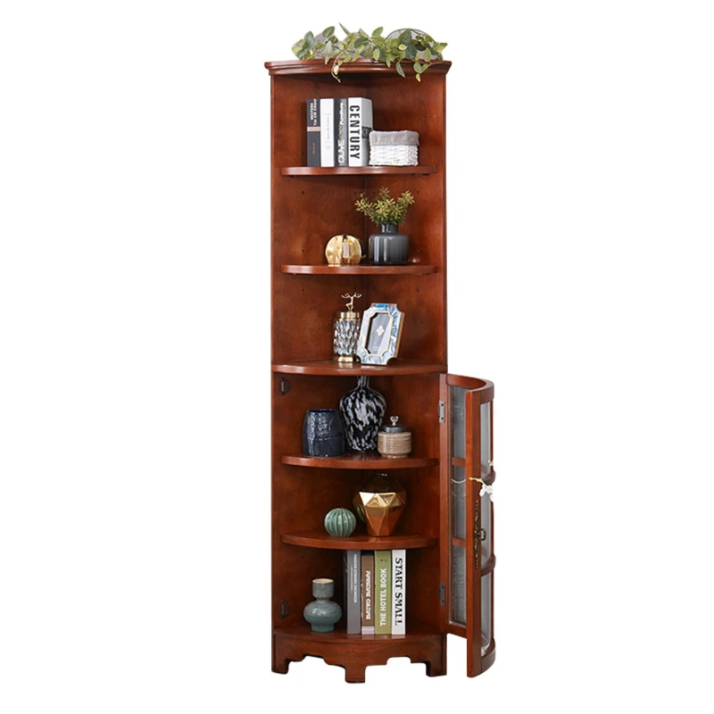 Full solid wood corner cabinet, living room corner cabinet, wine cabinet, kitchen floor storage triangle cabinet