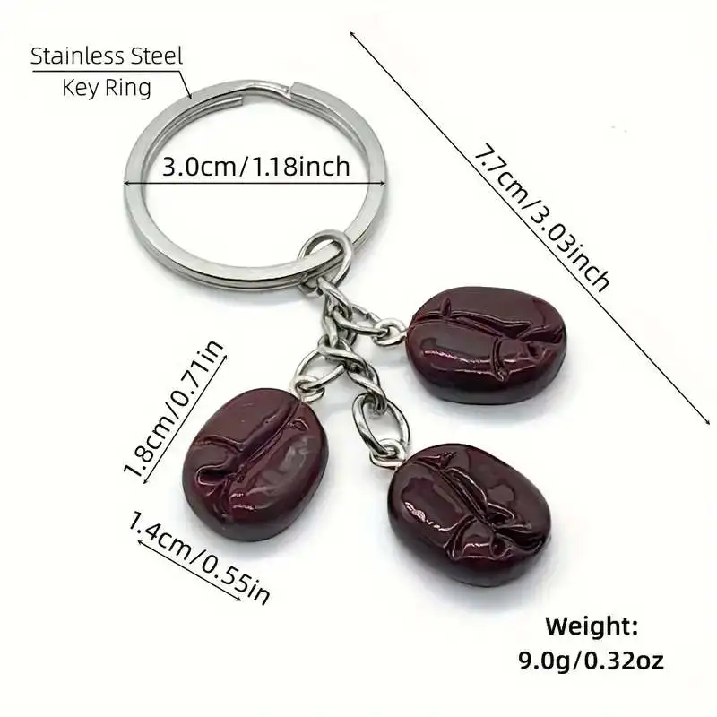 Coffee Bean Barista Keychain Keyrings Women Man Accessories Jewelry Bag Pendant Family Gift