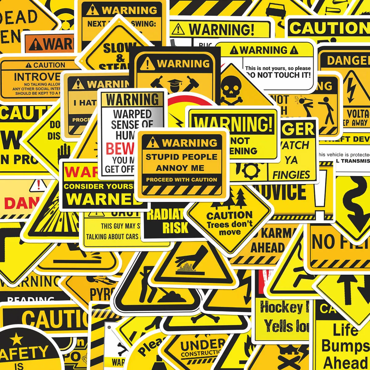 

60/100Pcs Warning Sign Sealing Stickers DIY Stickers Scrapbooking Phone Luggage Skateboard Waterproof Decals