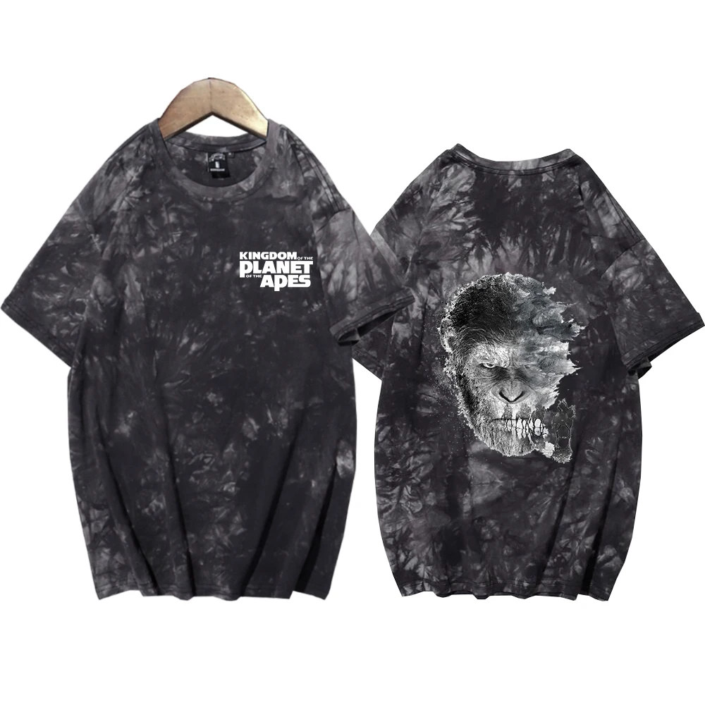 

Kingdom of the Planet of the Ape(E) Oversize Shirt Tie Dye Shirt Unisex Round Neck Short Fans Gift