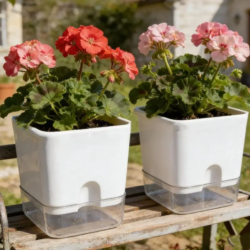 Self Watering Double Layer Square Plant Pot Ideal Gift for Plant Lovers for Indoor Outdoor Home Balcony Decor